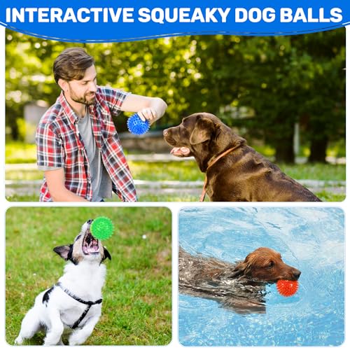 6 Pack 2.5" Light Up Squeaky Dog Balls, Spiky Dog Toy Balls for Puppy Small,Medium Dogs