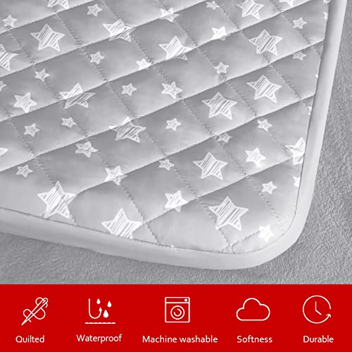 Waterproof Dog Bed Covers Replacement Washable Pet Hair Easy to Remove, Noiseless Quilted Puppy Pet Bed Cover Lovely Grey Star Print 27x36 Inches, for Dog/Cat, Cover Only
