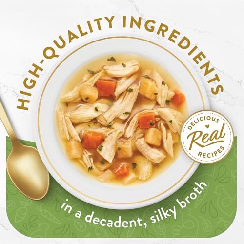Purina Fancy Feast Broths Classic With Chicken and Vegetables Lickable Wet Cat Food Broth Topper, Pack of 16, 1.4 oz Pouches