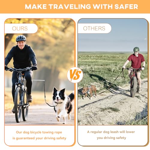 Hands Free Dog Bike Leash - Heavy Duty Bicycle Attachment with Quick Connect & Buffer Rope, Fit Leash for Medium Large Dogs - Cycling, Jogging