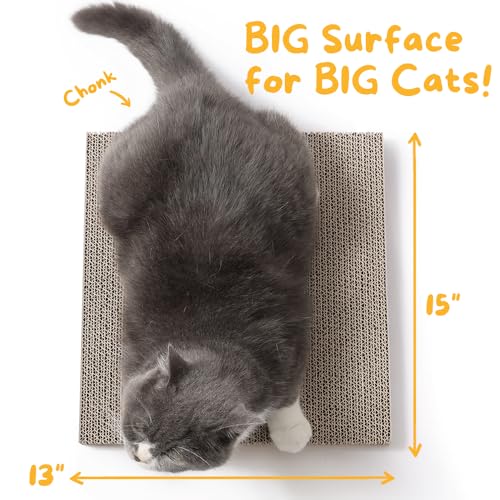 Hide & Scratch Cat Scratcher Pad – 4 Pack | Double-Sided Cardboard Refills for Our Scratching Box | Reversible Corrugated Board for Indoor Cats | Toy Mat for Kitten Claw Play & Furniture Protection