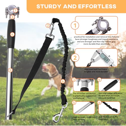 Hands Free Dog Bike Leash - Heavy Duty Bicycle Attachment with Quick Connect & Buffer Rope, Fit Leash for Medium Large Dogs - Cycling, Jogging