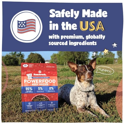 Pawstruck Air Dried Dog Food with Real Beef, Grain-Free, Made in USA, Non-GMO & Vet Recommended, High Protein Limited Ingredient Full-Feed for All Breeds & Ages, 2lb Bag