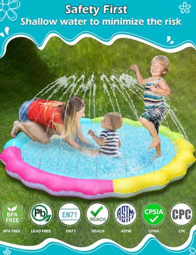 Jasonwell Splash Pad Sprinkler for Kids Splash Play Mat Outdoor Water Toys Inflatable Splash Pad Baby Toddler Pool Boys Girls Children Outside