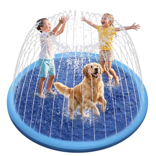 Raxurt Non-Slip Splash Pad for Kids and Dog, 67'' Splash Pad Thicken 0.58mm for Kids Ages 4-8 Toddler Baby Splash Sprinkler Pad Dog Pool Summer