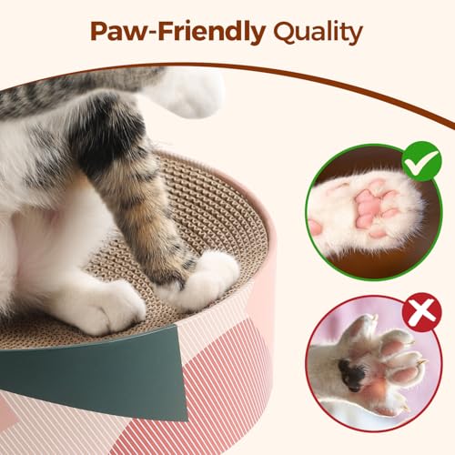ComSaf Cat Scratcher Cardboard Bed Lounge Couch for Indoor Cats Oval Shape 17"x13", Kitty Cat Scratching Pad Recycle Corrugate Scratcher Long Lasting Furniture