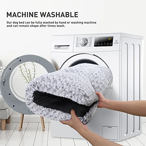 KSIIA Washable Dog Bed Deluxe Plush Dog Crate Beds Comfy Kennel Pad Anti-Slip Pet Sleeping Mat for Large, Jumbo, Medium, Small Dogs Breeds, 35" x 23", Gray