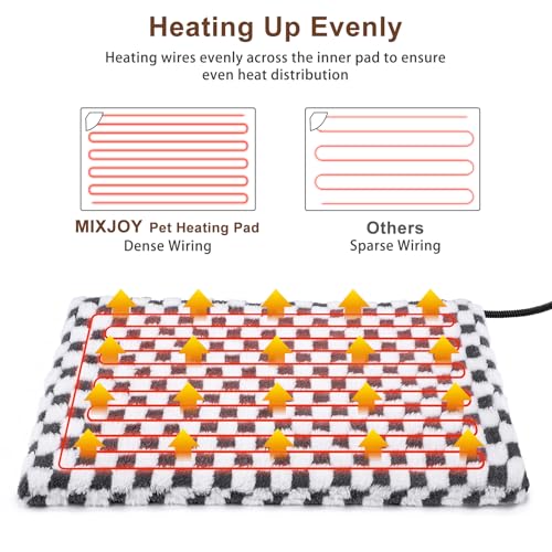 MIXJOY Heated Cat Bed, 11 Adjustable Temperature Cat Heating Pad Indoor with Timer, Pet Heating Pads for Cats Dogs, Electric Dog Heat Pad with Washable Cover, Heated Pet bed-18''x16'', Small