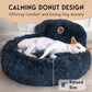 PetJett Calming Dog Bed Medium Size Dog - 30'' Donut Bed, Anti-Slip & Washable Super Soft Fluffy Plush Round Bed, Anti-Anxiety Premium Comfort Pet Bed, Fits Dogs up to 45 lbs - Dark Grey