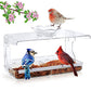 Window Bird Feeder with Non-Marking Self-Adhesive Hooks, Clear and Transparent, Outdoor Wild Bird Watching Gift, Garden Decor (Standard)