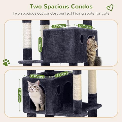 Globlazer Giant Cat Tree, 83 inch Cat Tree for Indoor Cats Large Adult, XXL Cat Tower with 9 Scratching Posts for 20lb+ Heavy Duty Large Adult Cats, F83, Dark Grey