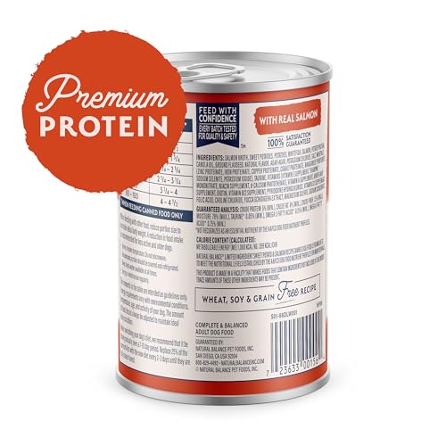 Natural Balance Limited Ingredient Adult Grain-Free Wet Canned Dog Food, Sweet Potato & Salmon Recipe, 13 Ounce (Pack of 12)