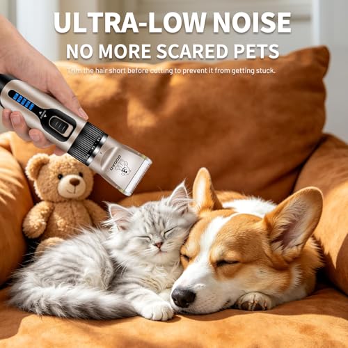 Dog Clippers for Grooming,Dog Grooming Kit for Heavy Thick Hair&Coats/Low Noise Rechargeable Cordless Hair Trimmer/Pet Shaver with Paw Trimmer for Small & Large Dogs Cats
