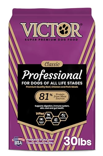 VICTOR Super Premium Dog Food – Professional Dry Dog Food – Super Premium Kibble with 26% Protein – Gluten-Free with Beef, Chicken & Pork Meals – for