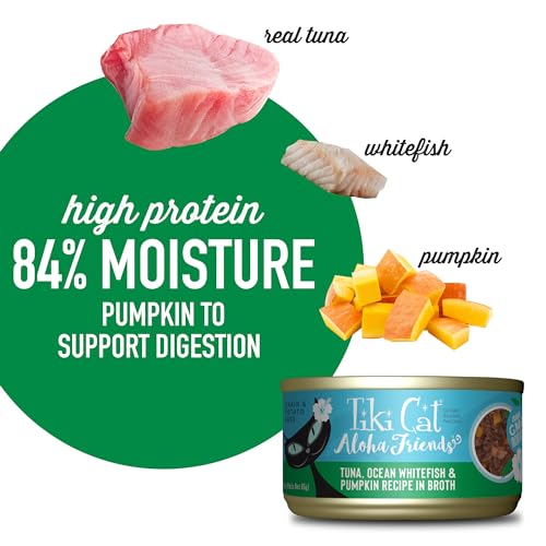 Tiki Cat Aloha Friends Wet Cat Food, Tuna, Ocean Whitefish & Pumpkin, 3 oz. Cans (12 Count)