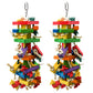 RUBY.Q 2 Pack Large Parrot Toy, 20in Bird Parrot Toy, Multicolored Natural Wooden Bird Chewing Toys for Large Macaws, African Grey and a Variety of  Parrots