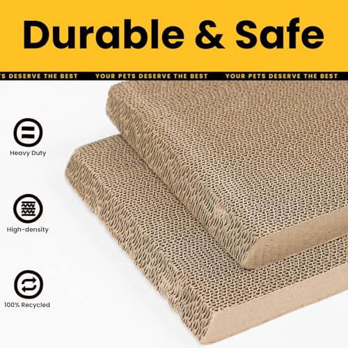 Cat Scratcher Cardboard with Wood Frame, 3-in-1 Vertical & Horizontal Scratching Pad, Reversible Cat Scratch Board, Durable Furniture Protector for Kittens & Small Cats