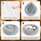 Hoewina Dog & Cat Bed for Indoor Cats, 20in Calming Donut Bed for Puppy and Kitten, Washable Round Fluffy Pet Bed for Small Medium Dogs and Cats (Light Grey)