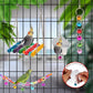 Bird Toys for Parakeets, Parrots, Conures, Cockatiels, Love Birds, Finches, Mynah, Budgerigar - 9Pcs Wooden Ladder Bridge, Swing, Hammock, Cage Accessories