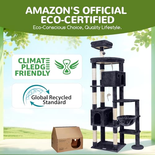 Globlazer Giant Cat Tree, 83 inch Cat Tree for Indoor Cats Large Adult, XXL Cat Tower with 9 Scratching Posts for 20lb+ Heavy Duty Large Adult Cats, F83, Dark Grey