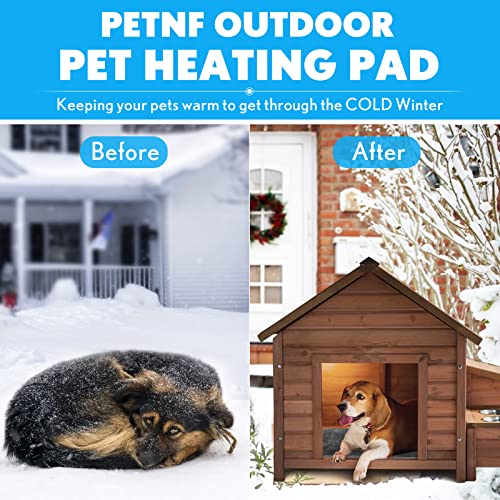 PETNF Outdoor Heated Pet Bed with Waterproof Cover,Pet Heating Pads for Dog,Soft Electric Blanket Auto Temperature Control,Heating Mat for Dog House Cabin Cot Doorway,Rescue Cats