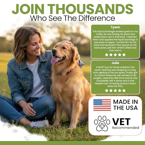 Liquid Bandage for Dogs 4oz Waterproof Spray - Chew + Heal Labs Wound Care with Aloe for Cuts, Scrapes, Stitches, Paw Injuries - Breathable, Safe if Licked