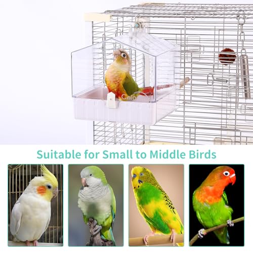 Colorday Bird Bath for Cage, Parrot Bath for Small to Medium Birds, Cockatiels, Parakeets, Budgie, Quaker, Conure, Lovebirds, Finches(6.7X6.7X7.74 inch)