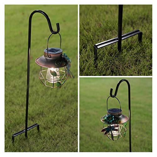 EXCMARK 2 Pack Shepherd Hook Adjustable Height 31/24/16’’ 1/2 inch Thick Use at Weddings, Hanging Solar Lights, Lanterns, Bird Feeders, Metal Hanger Hook (Black, 31 inch). U.S. Patent.