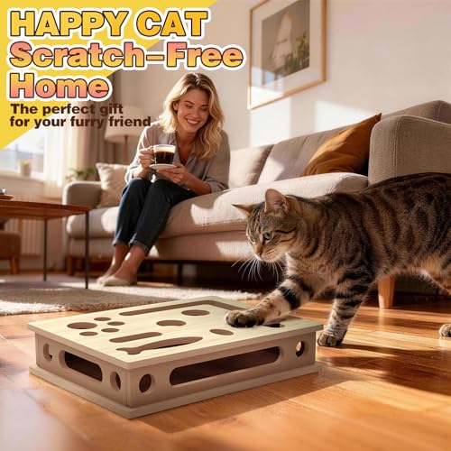 Cat Scratch Puzzle Enrichment Box, Interactive Cat Nail File Box with Sandpaper Liner for Cat Claw Care, Cat Scratch Puzzle Box - Stress Free