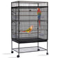 Daoeny Bird Cage Seed Catcher, Large Bird Cage Cover, Adjustable Soft Airy Nylon Mesh Net, Birdcage Cover Skirt Seed Guard for Parrot Parakeet Macaw African Round Square Cages (Black)