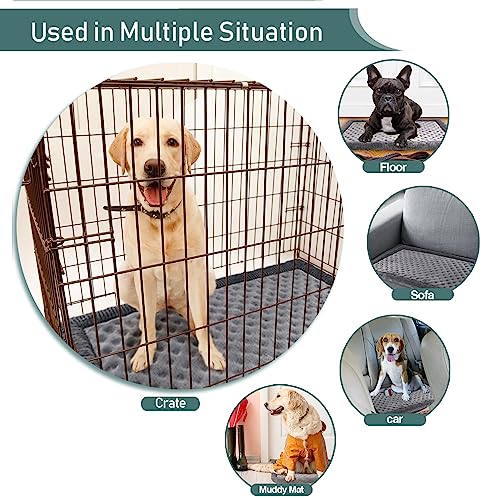 Dog Crate Pad 30x19 inch Gray Memory Foam Dog Bed Mat Small Medium Grey Washable Puppy Sleeping Bed Anti Slip