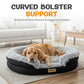 Fluffy Orthopedic Dog Bed for Large & Extra Large Dogs, Calming Plush Sofa Bed with Curved Bolster Support and Egg-Crate Foam Base, 43" Cozy Oval Pet Donut Bed with Washable Cover, Gray