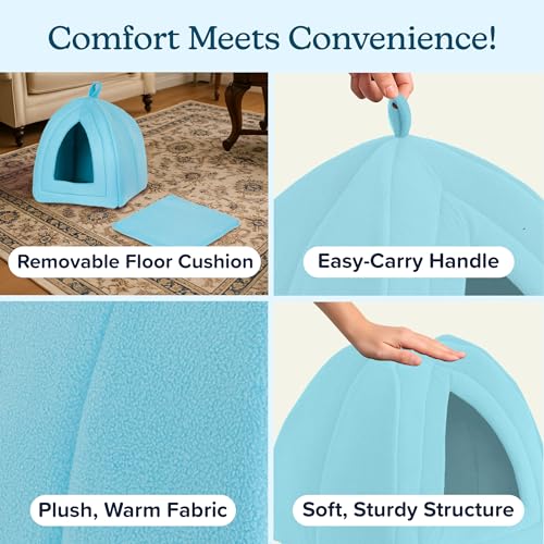 Cat House - Indoor Bed with Removable Foam Cushion - Pet Tent for Puppies, Rabbits, Guinea Pigs, Hedgehogs, and Other Small Animals by PETMAKER