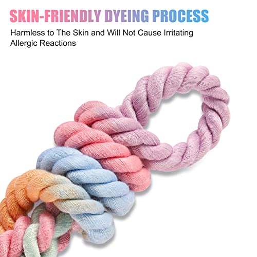 Dog Leash 5 FT Handmade Braided Cotton Rope Leashes for Small Medium and Large Dogs, New Golden Heavy Duty Metal Clasp, Colorful Macaron