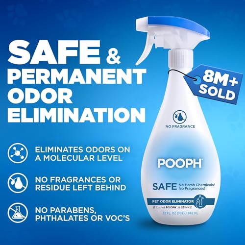 Pooph Pet Odor Eliminator, 32oz - Eliminates Odors at the Molecular Level, Dogs, Cats, Freshener, Eliminator, Urine, Poop, Pee, Deodorizer, Nature’s, Puppy, Fresh, Clean, Furniture, Potty