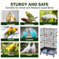 VISCOO Upgraded Encrypted 46-Inch Bird Cage, with Wooden Perches, Metal Parakeet Cage with Slide-Out Tray, Water Bottle&Feeder, Bird Cages for Parrot,Parakeets,Cockatiel,Lovebird,Small Mid-Sized Birds