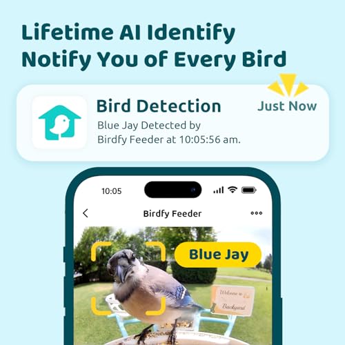 NETVUE by Birdfy Smart Bird Feeder with Camera – AI Identifies Birds Species 2MP Night Vision & App Alerts, 2.4Ghz Wi-Fi Connect IP65 Weatherproof Bird Camera-Gift for Backyard BirdWatchers, Blue