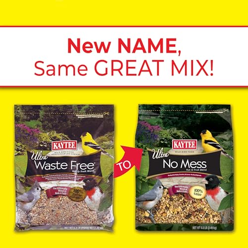 Kaytee Wild Bird Ultra No Mess Nut & Fruit Food Seed Blend For Blue Jays, Woodpeckers, Juncos, Cardinals, Grosbeaks, Sparrows, and Finches, 5.5 Pound