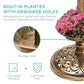 Best Choice Products Outdoor Solar Lighted Pedestal Bird Bath Fountain Decoration w/Planter, Integrated Panel, Scroll Accents for Lawn, Garden - Bronze