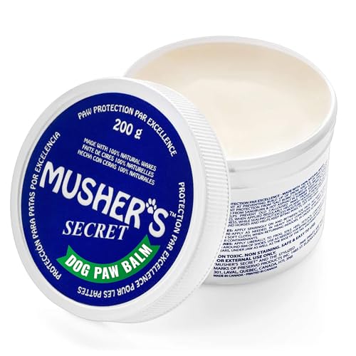 Musher’s Secret Dog Paw Wax 200g – Natural Paw Balm for Dogs with Vitamin E – Helps Protect Paws from Hot Pavement, Ice & Salt – Moisturizes Cracked Pads – Lick-Safe, Non-Toxic Dog Paw Protector