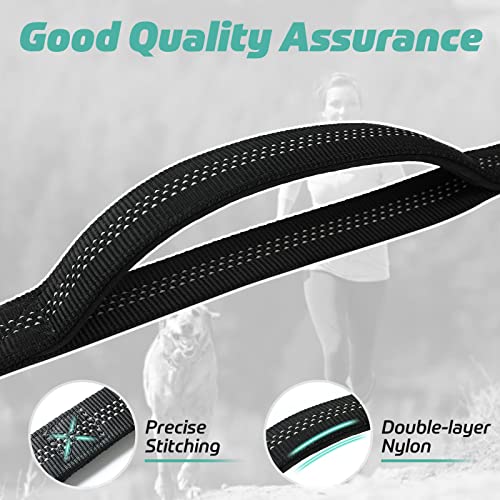 rabbitgoo Tactical Bungee Dog Leash with Shock Absorption, Military Training Leash with 2 Padded Control Handles for Medium Large Dogs, 5.2FT, Black