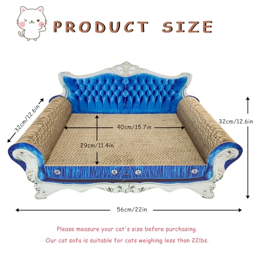 Luxury Cardboard Cat Scratcher Sofa Bed, Couch Shaped Cat Scratching Board, Scratch Lounge with Catnip, Scratcher for Indoor Cats Kittens Kitties