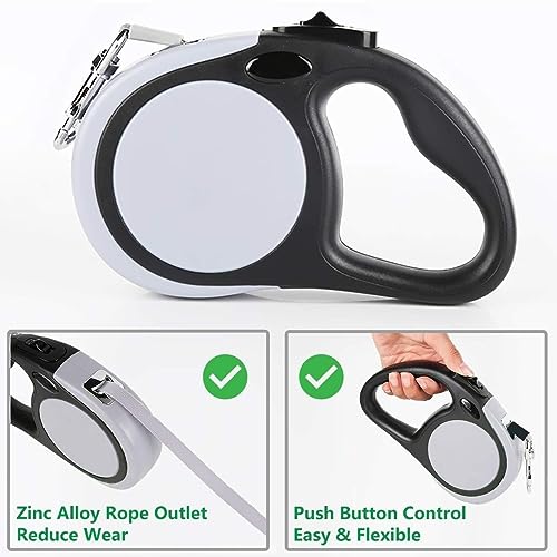 Dual Retractable Dog Leash for 2 Large Dogs (Up to 110 Lbs Each) - 18.5 FT Extendable Double Headed Pet Leash with Poop Bags, Non Slip Grip - One