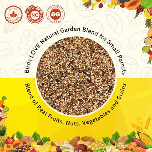 Birds LOVE All Natural Garden Blend Bird Food for Small Birds - Lovebirds, Cockatiels, Parakeets and Parrotlets 2lb