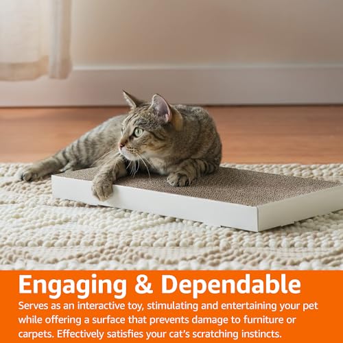 Basics Corrugated Cardboard Cat Scratchers, 4 Pack, White
