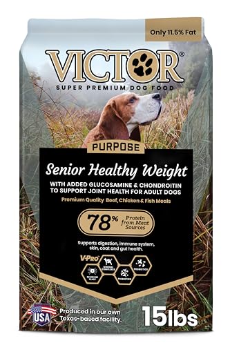 VICTOR Super Premium Dog Food – Purpose – Senior Healthy Weight Management – Dry Dog Food for Adult Dogs – Gluten Free with Glucosamine and