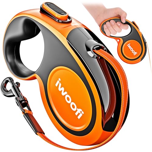 Retractable Dog Leash 16.4 ft – 360° Tangle-Free Design – Heavy Duty Reflective Leash – Soft Anti-Slip Grip Outdoor Daily for Small Medium Dogs up to