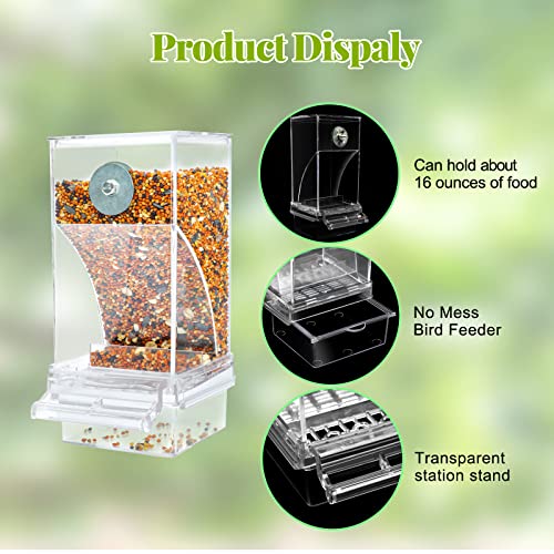 Rypet No Mess Automatic Bird Feeder Transparent Food Container Cage Acrylic Parrot Feeder Accessories for Small Birds Parrot Cockatoo Canary