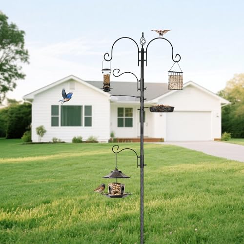 ERYTLLY Bird Feeding Station Kit Bird Feeder Pole Wild Bird Feeder Hanging Kit Planter Hanger Multi Feeder Hanging with Metal Suet Feeder Bird Bath for Attracting Wild Birds