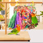 KATUMO Conure Toys, Bird Grass Mat Parakeet Shredder Hanging Toy Cockatiel Foraging Entertainments Parrot Climbing Wall Chewy Lovebird Cage Playthings for Small to Medium Birds